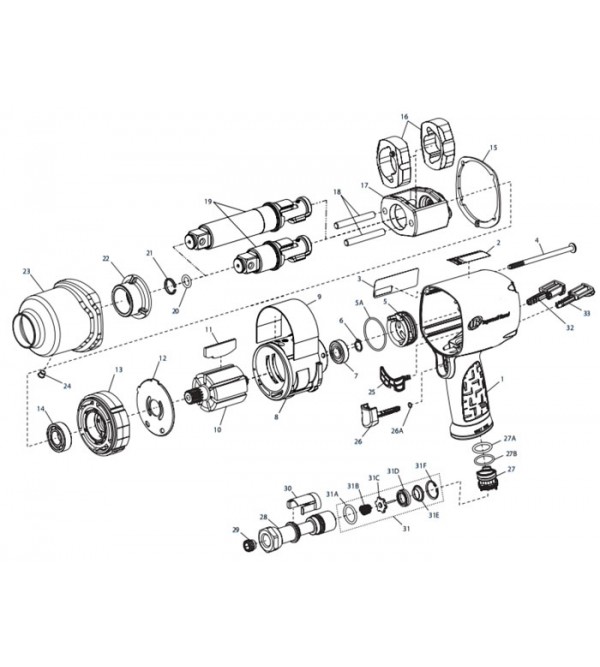 Clé à choc 3/4" bras court 2145QiMAX Ingersoll Rand